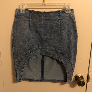 High waisted denim skirt